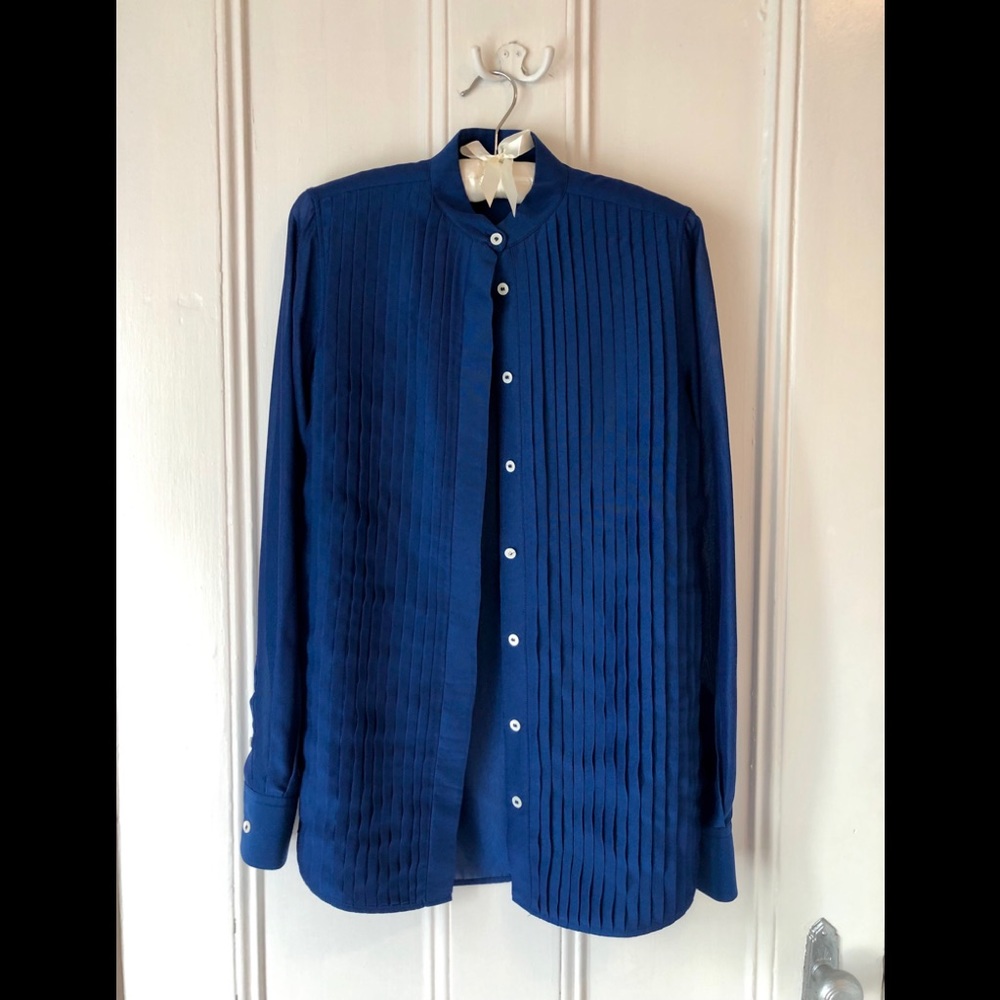 Céline Blue Pleat Front Blouse Sz FR34/US0 NEW⚡️